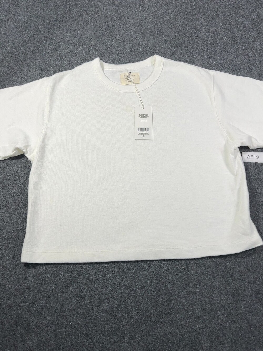 Buck Mason White Field-Spec Boyfriend Crop Tee Womens Medium NWI Msrp55 [AF19]